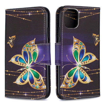 Pattern Printing Cross Texture Wallet Stand Flip Leather Case for iPhone 11 6.1 inch (2019)