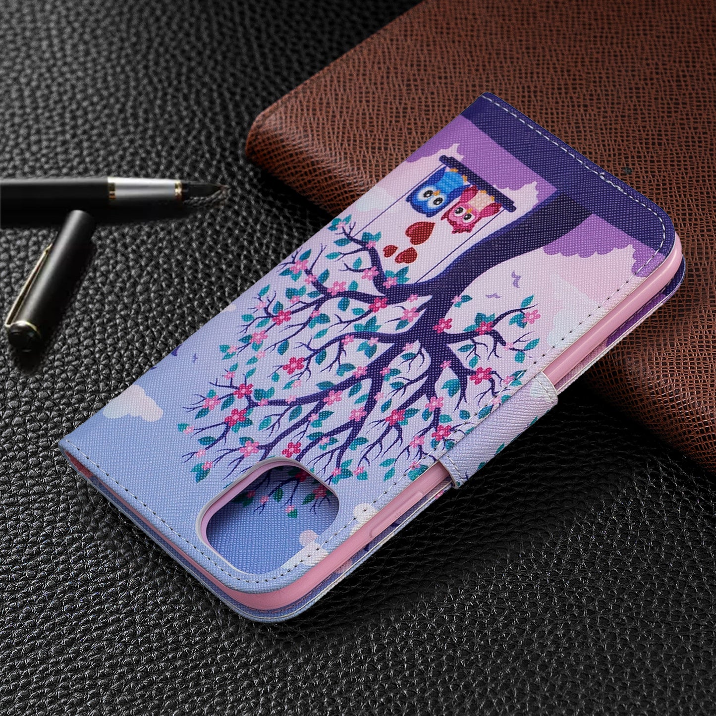 Pattern Printing Cross Texture Wallet Stand Flip Leather Case for iPhone 11 6.1 inch (2019)