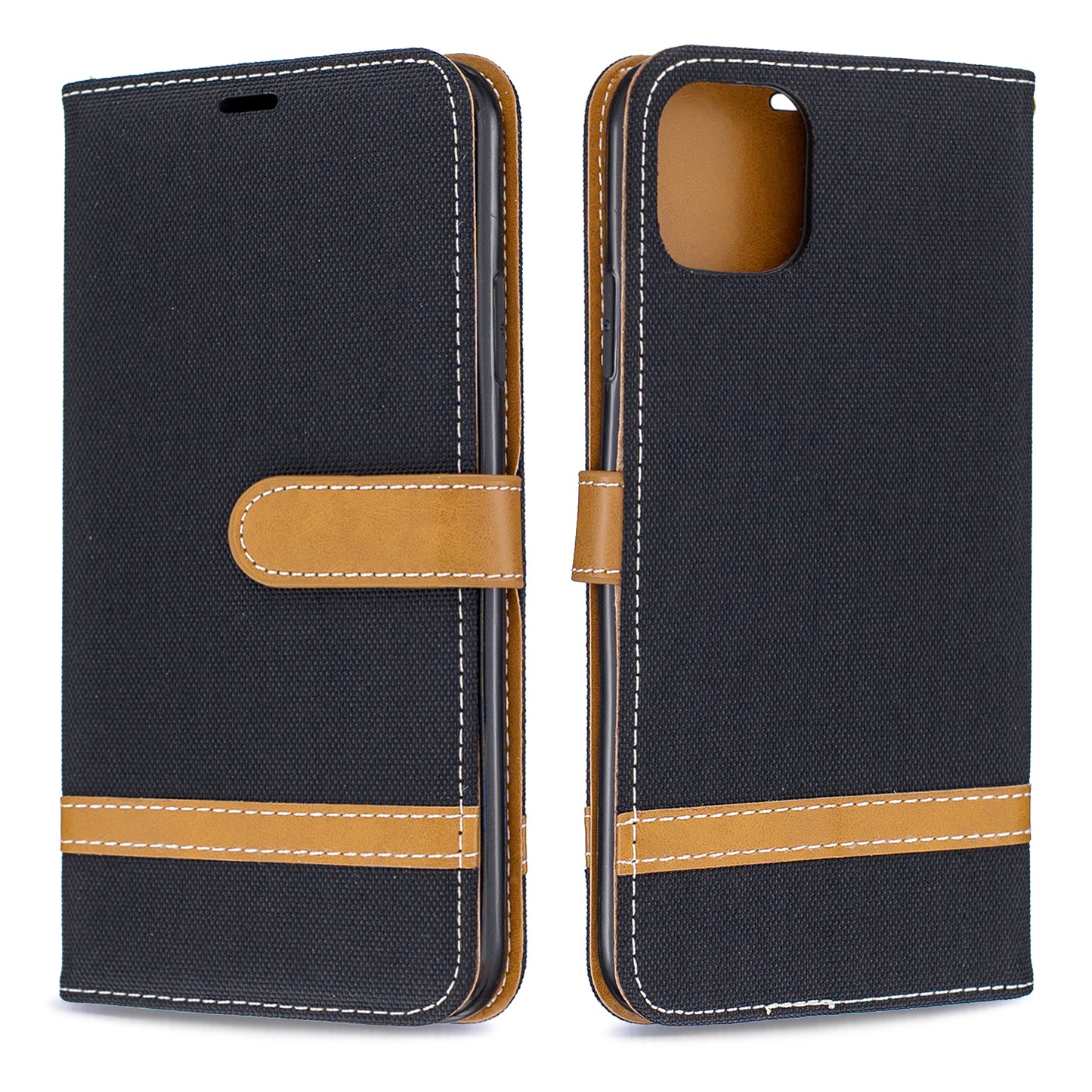 Jeans Cloth Wallet Stand Leather Cell Phone Shell for iPhone 11 Pro Max 6.5 inch (2019)