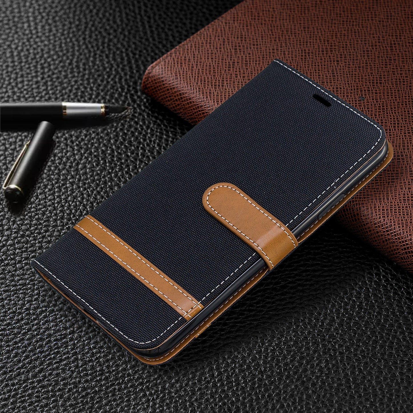 Jeans Cloth Wallet Stand Leather Cell Phone Shell for iPhone 11 Pro Max 6.5 inch (2019)
