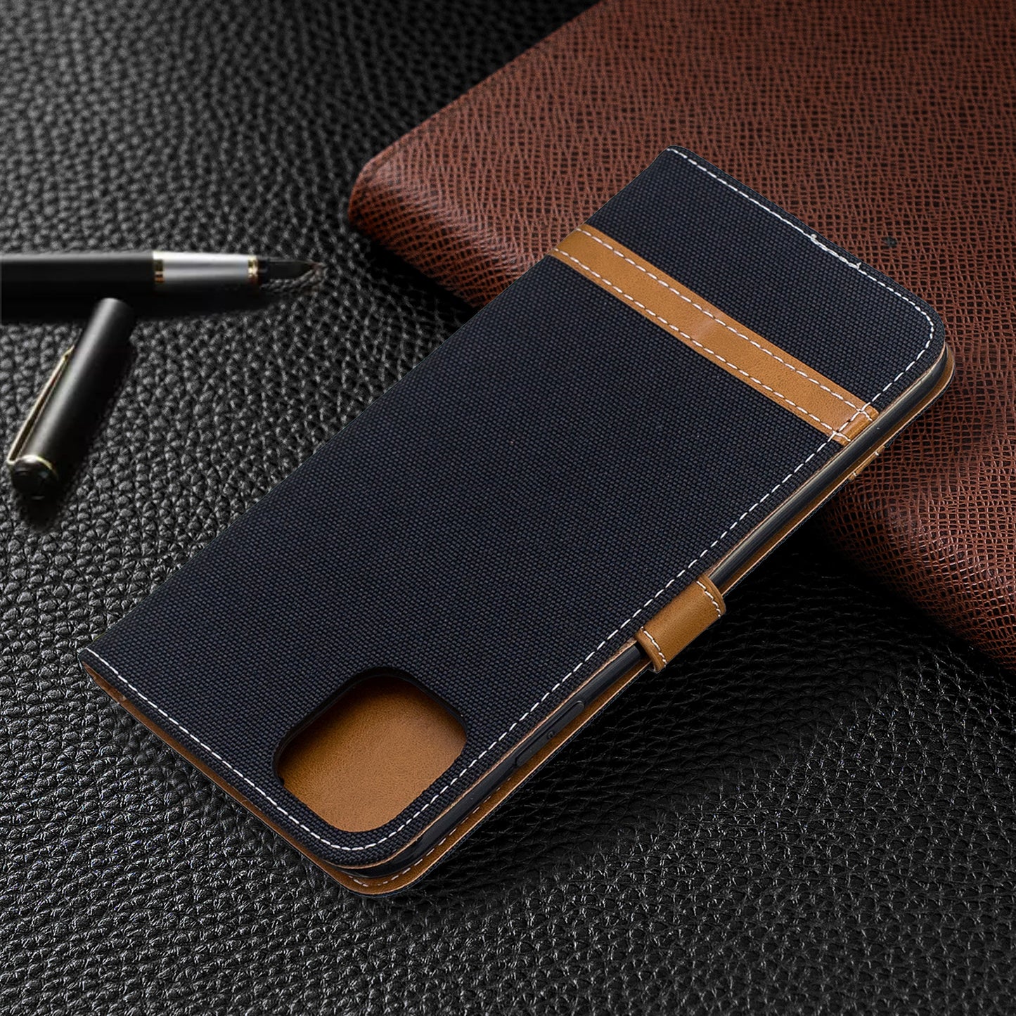 Jeans Cloth Wallet Stand Leather Cell Phone Shell for iPhone 11 Pro Max 6.5 inch (2019)