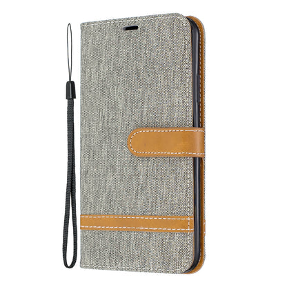 Jeans Cloth Wallet Stand Leather Cell Phone Shell for iPhone 11 Pro Max 6.5 inch (2019)