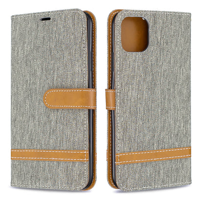 Jeans Cloth Wallet Stand Leather Cell Phone Shell for iPhone 11 Pro Max 6.5 inch (2019)