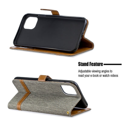 Jeans Cloth Wallet Stand Leather Cell Phone Shell for iPhone 11 Pro Max 6.5 inch (2019)