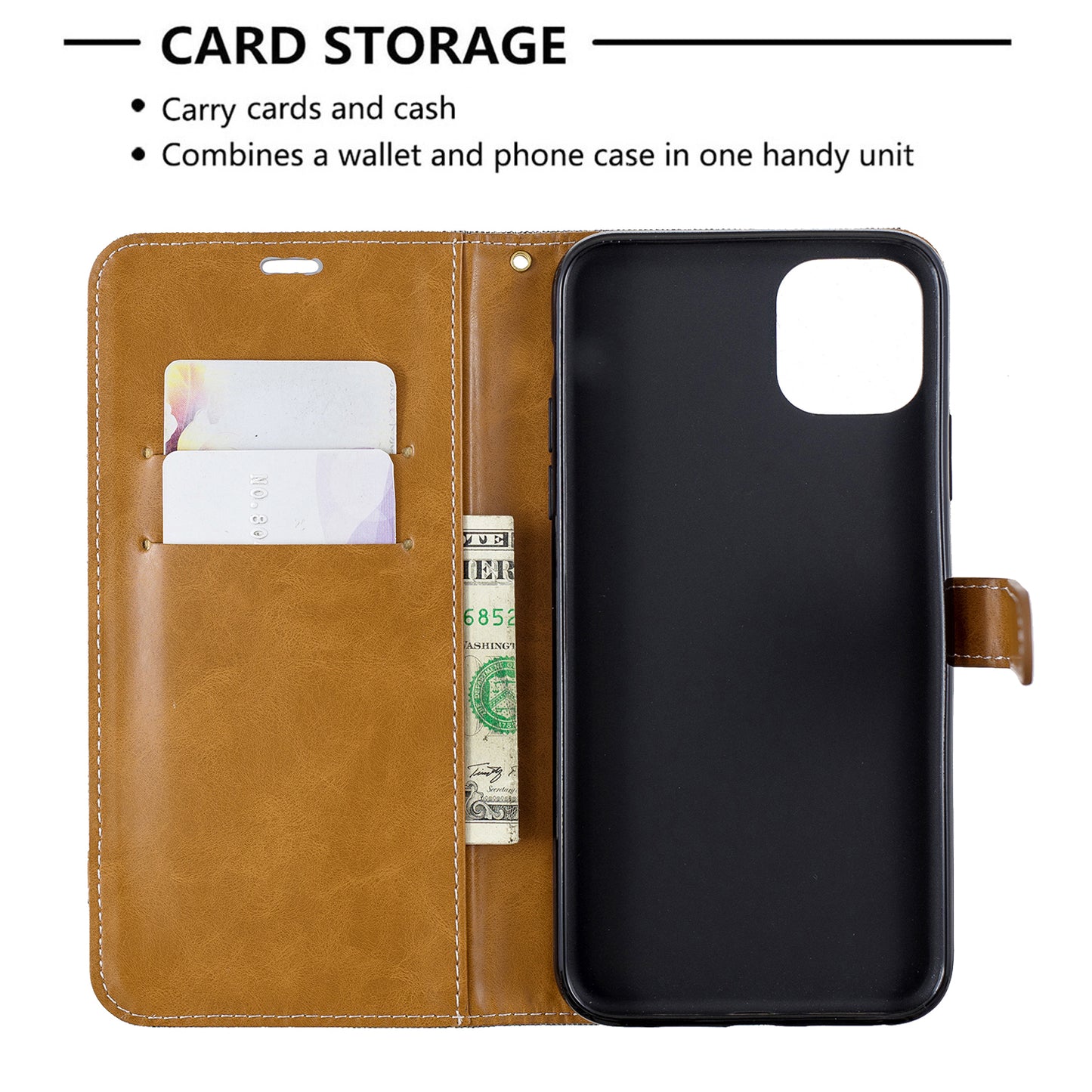 Jeans Cloth Wallet Stand Leather Cell Phone Shell for iPhone 11 Pro Max 6.5 inch (2019)