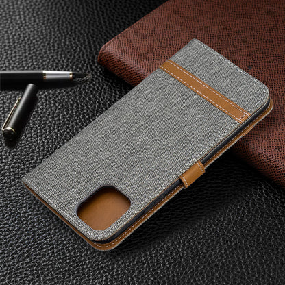 Jeans Cloth Wallet Stand Leather Cell Phone Shell for iPhone 11 Pro Max 6.5 inch (2019)