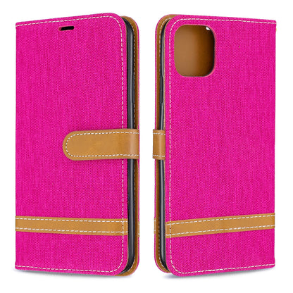 Jeans Cloth Wallet Stand Leather Cell Phone Shell for iPhone 11 Pro Max 6.5 inch (2019)