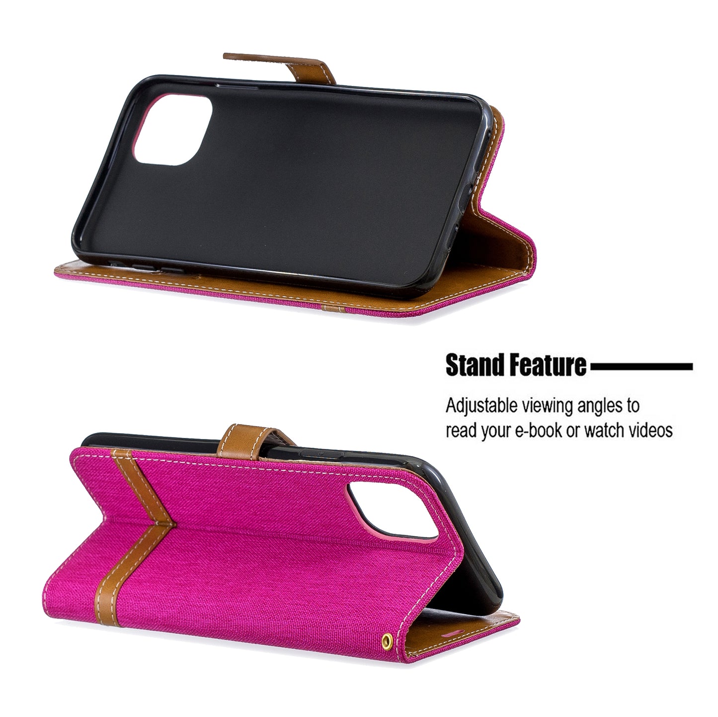 Jeans Cloth Wallet Stand Leather Cell Phone Shell for iPhone 11 Pro Max 6.5 inch (2019)