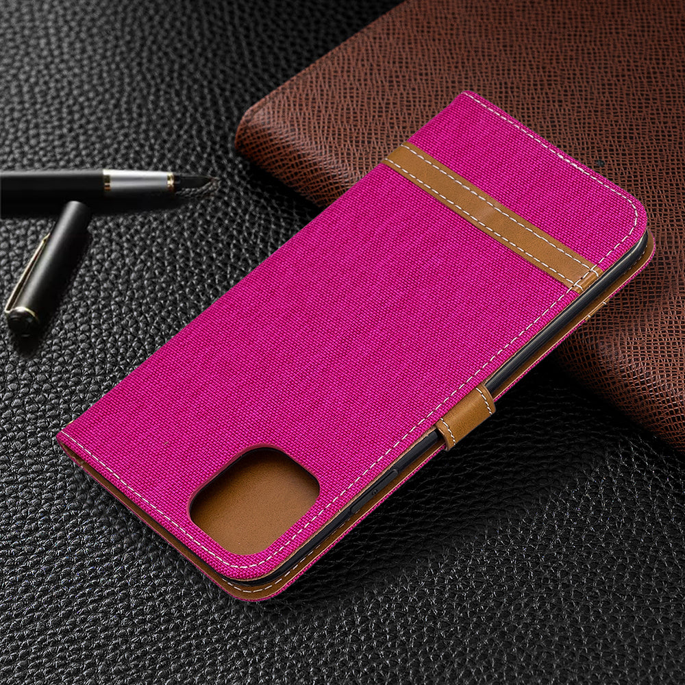 Jeans Cloth Wallet Stand Leather Cell Phone Shell for iPhone 11 Pro Max 6.5 inch (2019)
