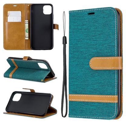 Jeans Cloth Wallet Stand Leather Cell Phone Shell for iPhone 11 Pro Max 6.5 inch (2019)
