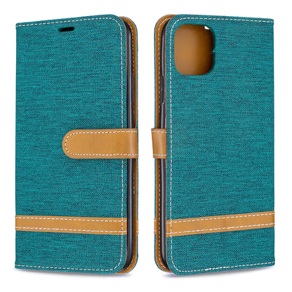 Jeans Cloth Wallet Stand Leather Cell Phone Shell for iPhone 11 Pro Max 6.5 inch (2019)