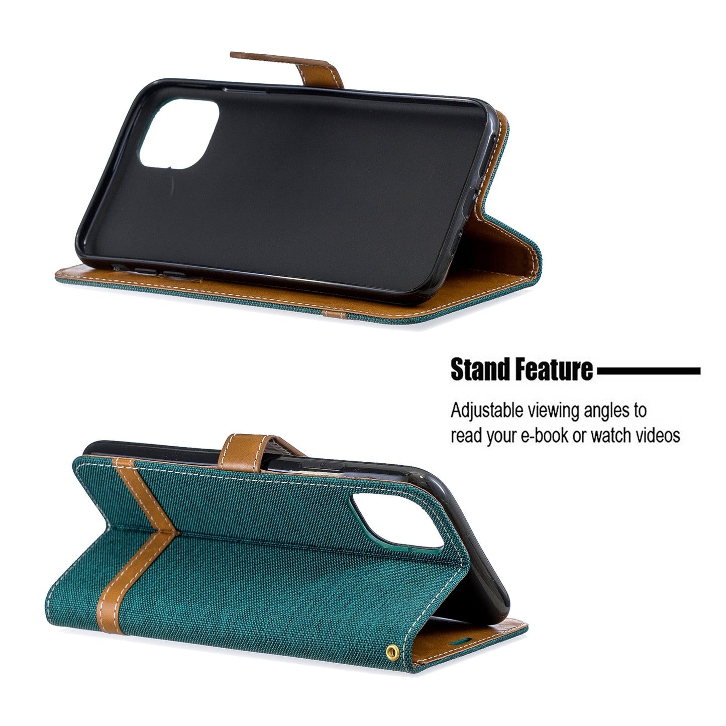 Jeans Cloth Wallet Stand Leather Cell Phone Shell for iPhone 11 Pro Max 6.5 inch (2019)