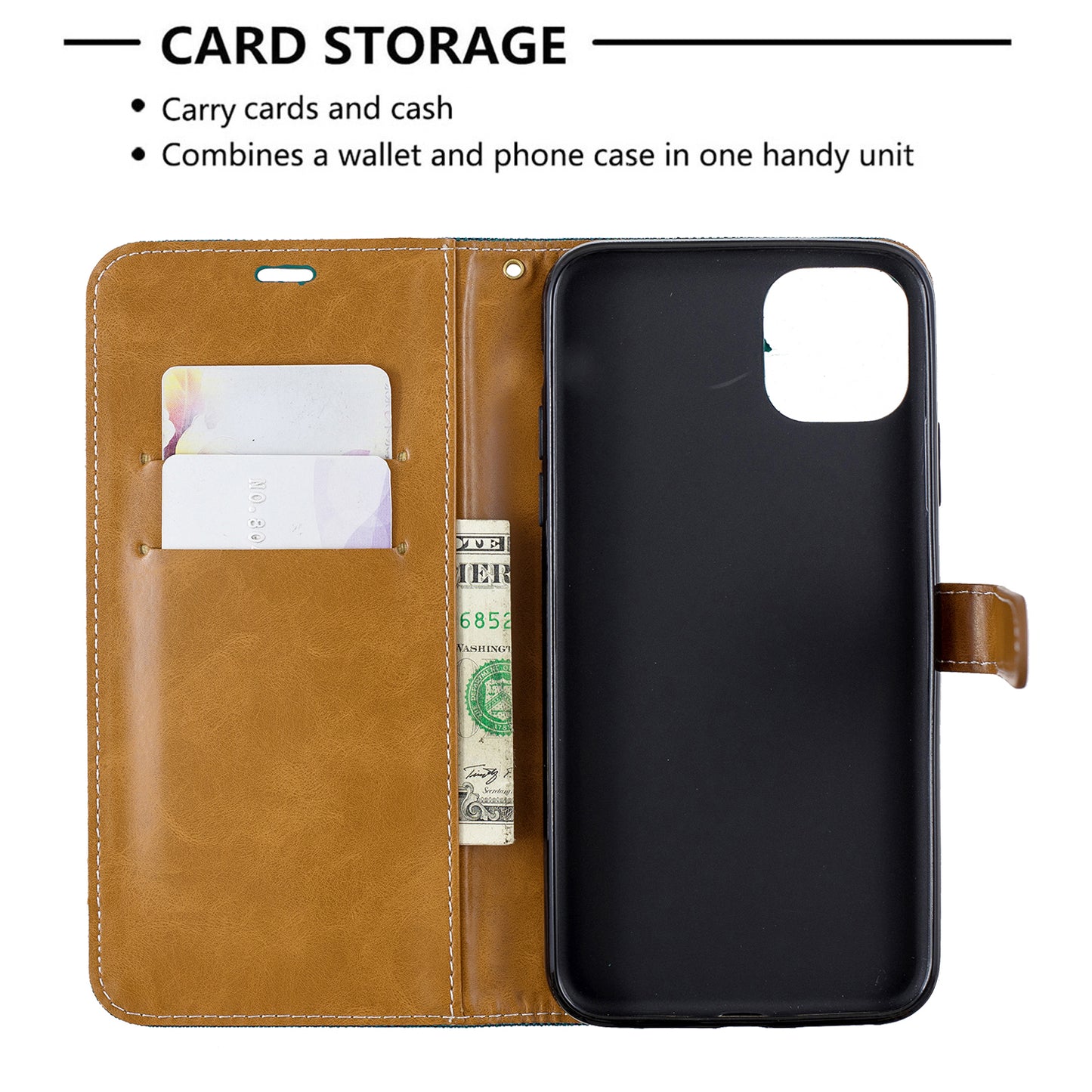 Jeans Cloth Wallet Stand Leather Cell Phone Shell for iPhone 11 Pro Max 6.5 inch (2019)
