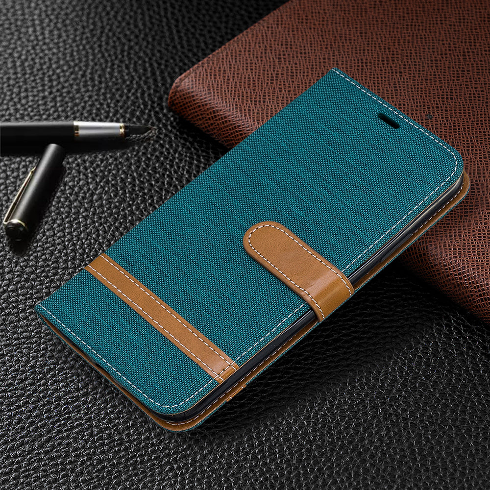 Jeans Cloth Wallet Stand Leather Cell Phone Shell for iPhone 11 Pro Max 6.5 inch (2019)