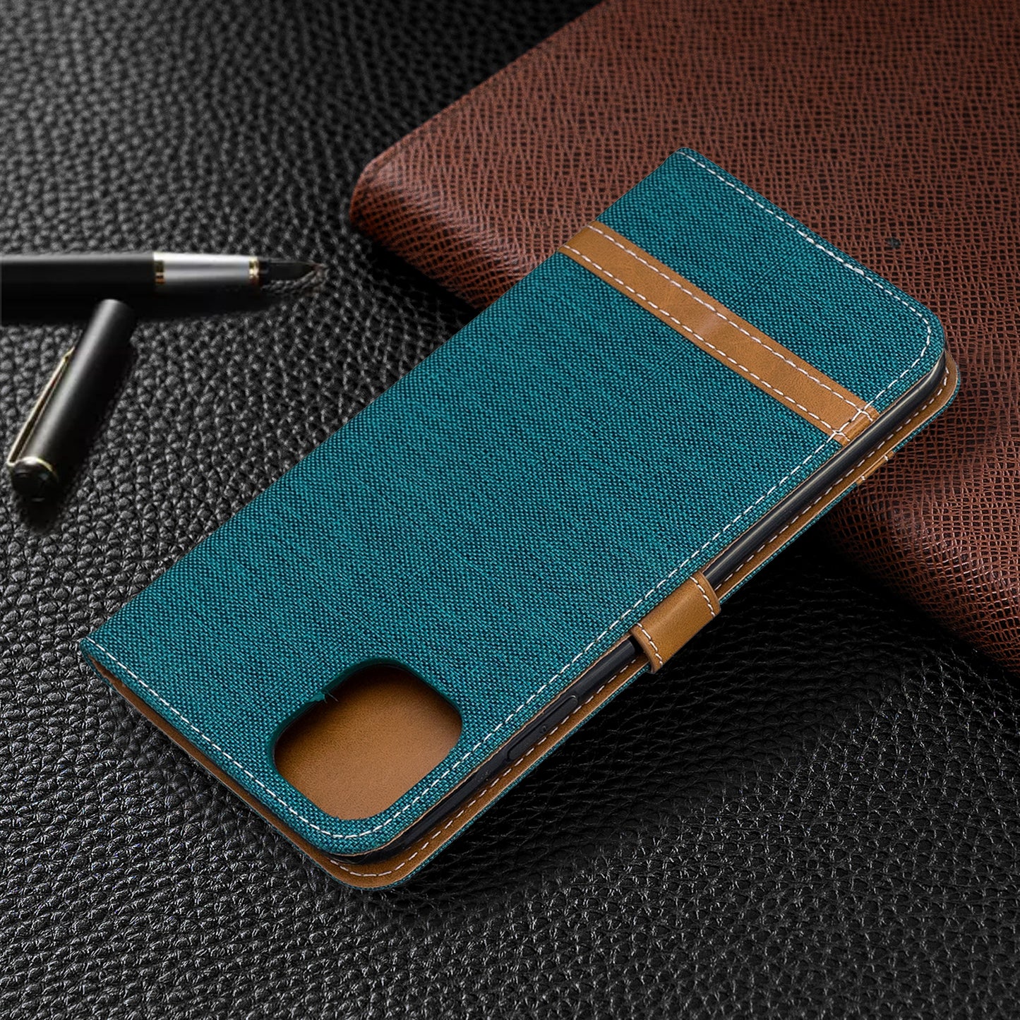 Jeans Cloth Wallet Stand Leather Cell Phone Shell for iPhone 11 Pro Max 6.5 inch (2019)