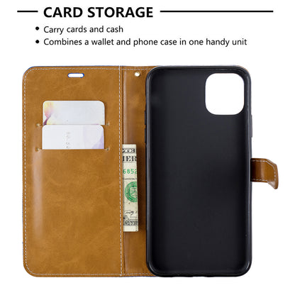 Jeans Cloth Wallet Stand Leather Cell Phone Shell for iPhone 11 Pro Max 6.5 inch (2019)