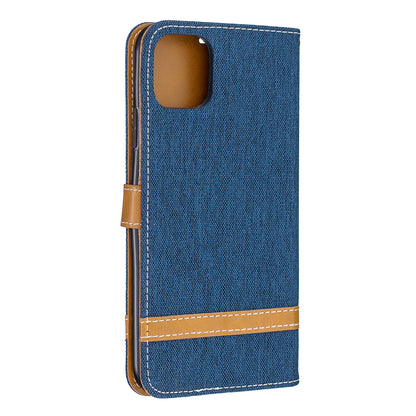 Jeans Cloth Wallet Stand Leather Cell Phone Shell for iPhone 11 Pro Max 6.5 inch (2019)