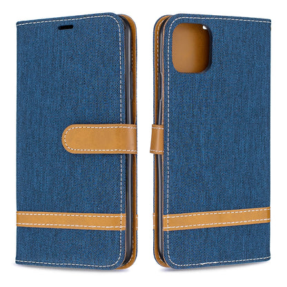 Jeans Cloth Wallet Stand Leather Cell Phone Shell for iPhone 11 Pro Max 6.5 inch (2019)