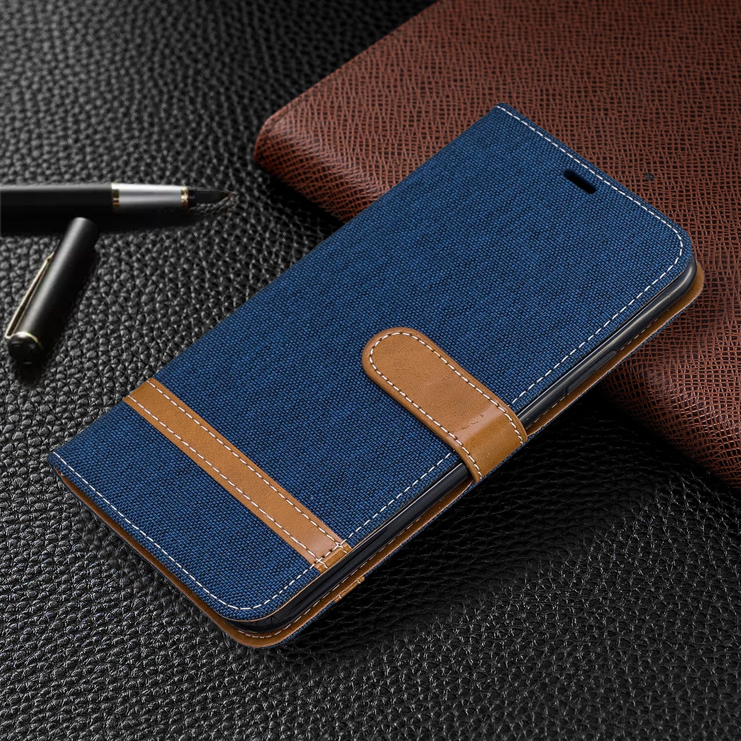 Jeans Cloth Wallet Stand Leather Cell Phone Shell for iPhone 11 Pro Max 6.5 inch (2019)