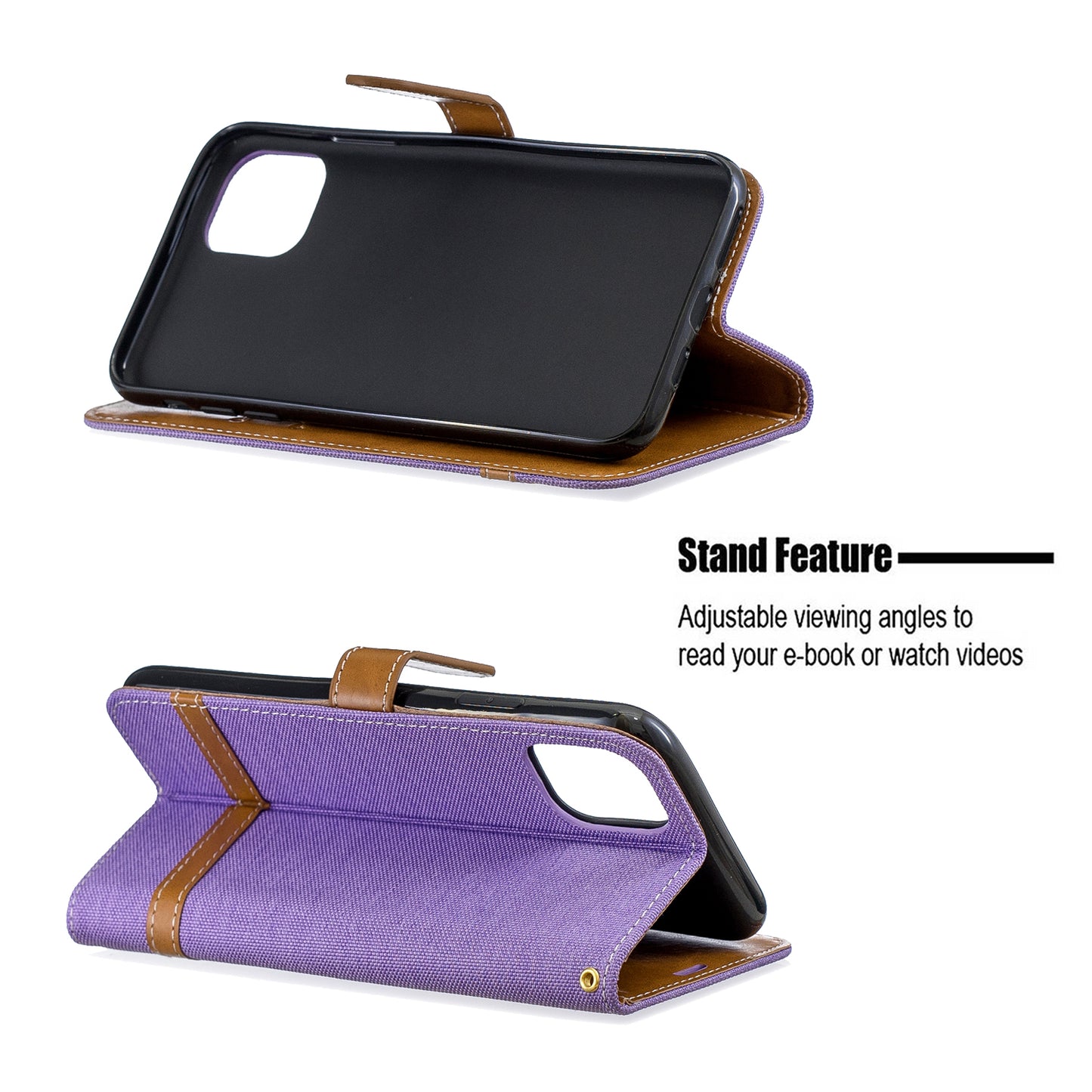 Jeans Cloth Wallet Stand Leather Cell Phone Shell for iPhone 11 Pro Max 6.5 inch (2019)
