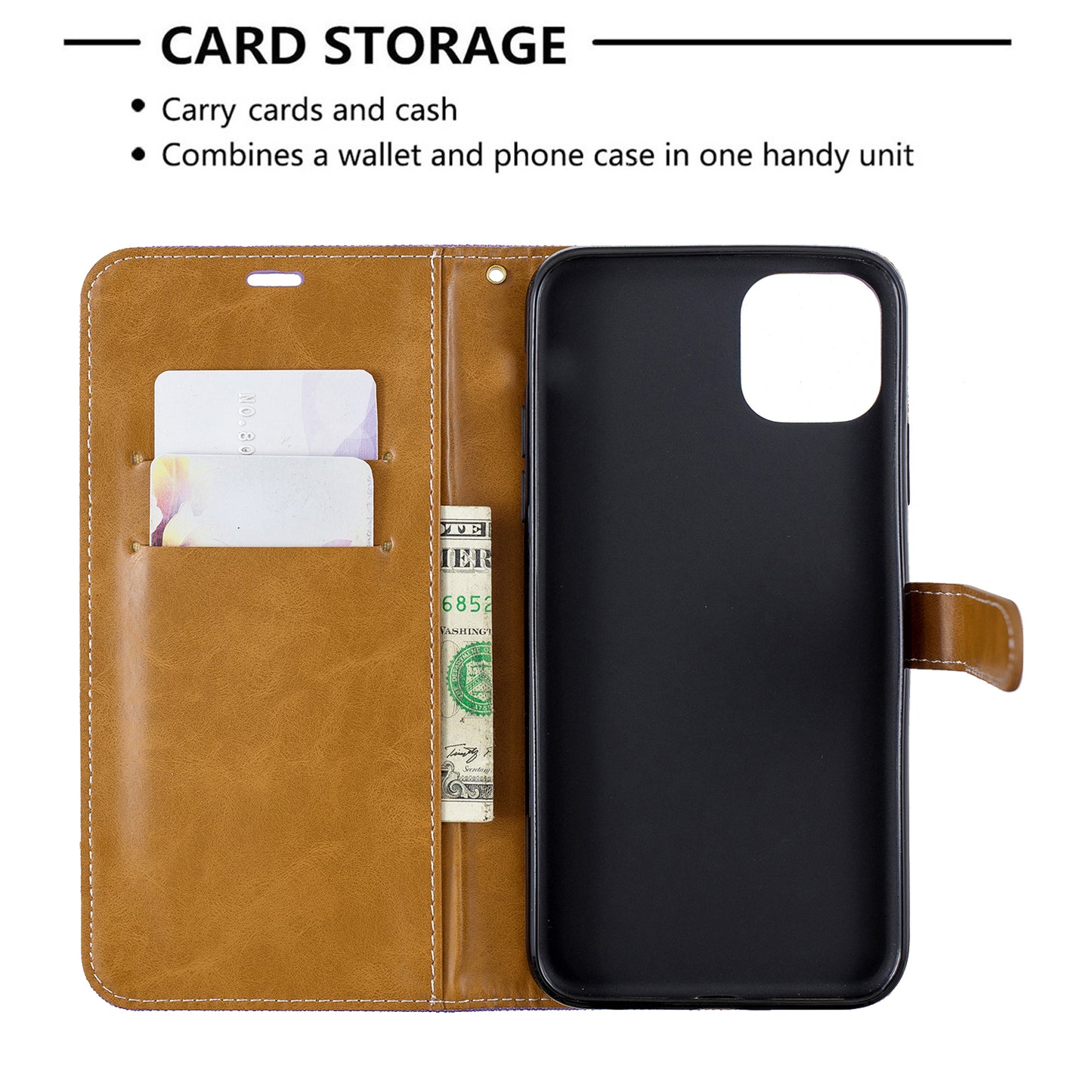 Jeans Cloth Wallet Stand Leather Cell Phone Shell for iPhone 11 Pro Max 6.5 inch (2019)