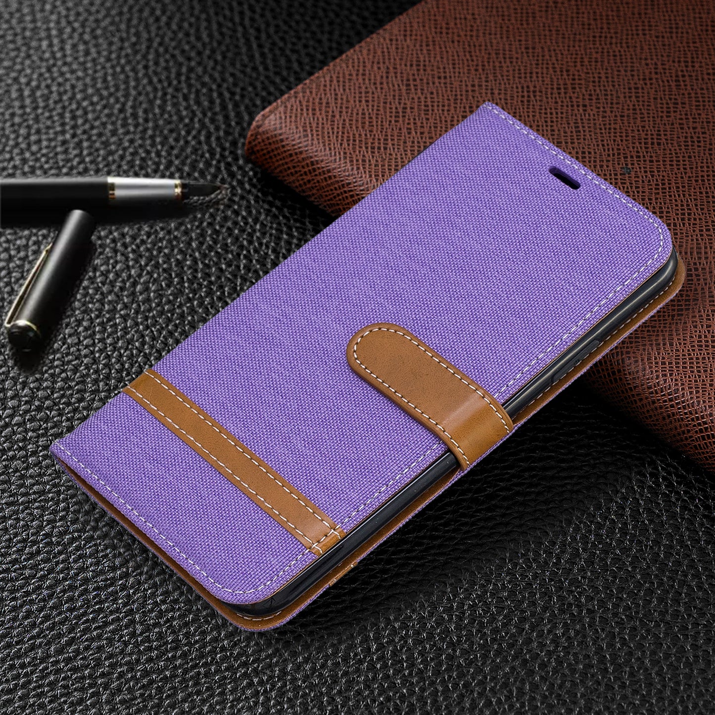 Jeans Cloth Wallet Stand Leather Cell Phone Shell for iPhone 11 Pro Max 6.5 inch (2019)