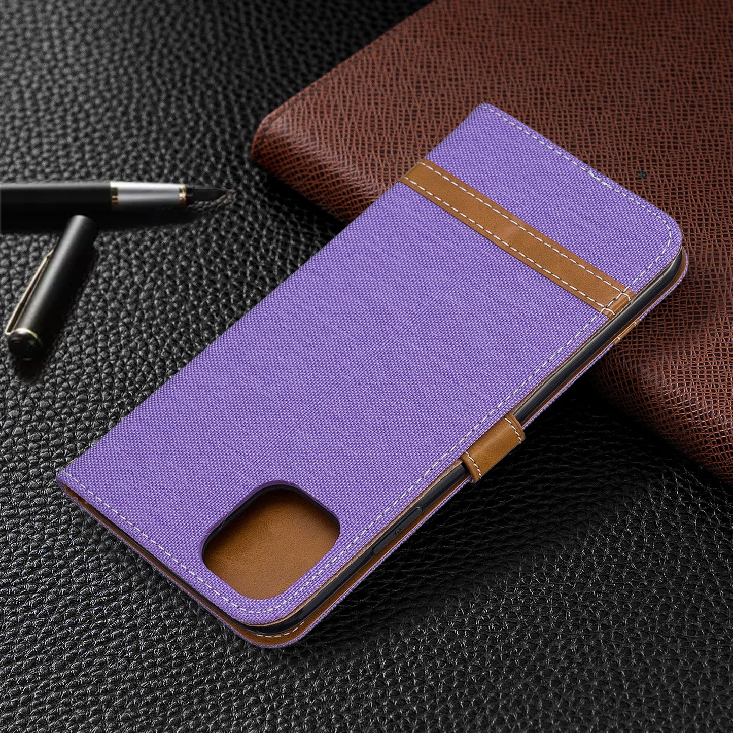 Jeans Cloth Wallet Stand Leather Cell Phone Shell for iPhone 11 Pro Max 6.5 inch (2019)