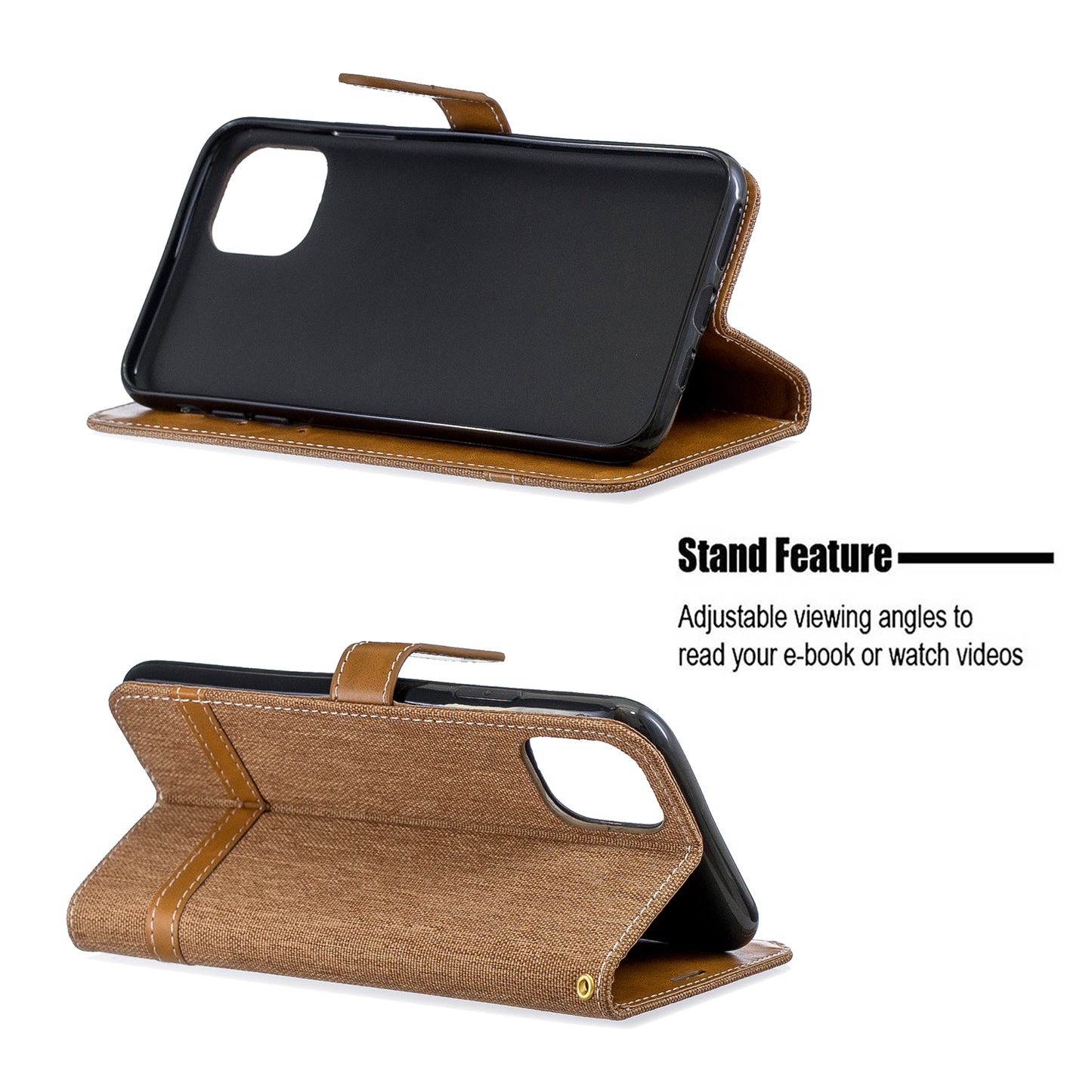 Jeans Cloth Wallet Stand Leather Cell Phone Shell for iPhone 11 Pro Max 6.5 inch (2019)