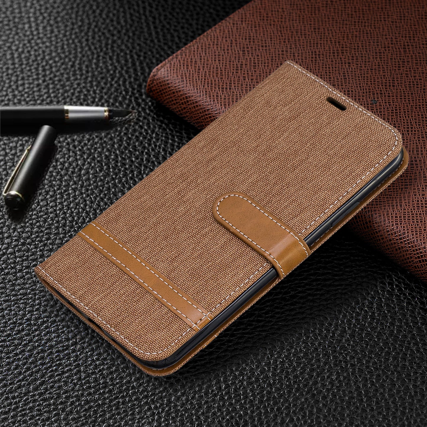 Jeans Cloth Wallet Stand Leather Cell Phone Shell for iPhone 11 Pro Max 6.5 inch (2019)