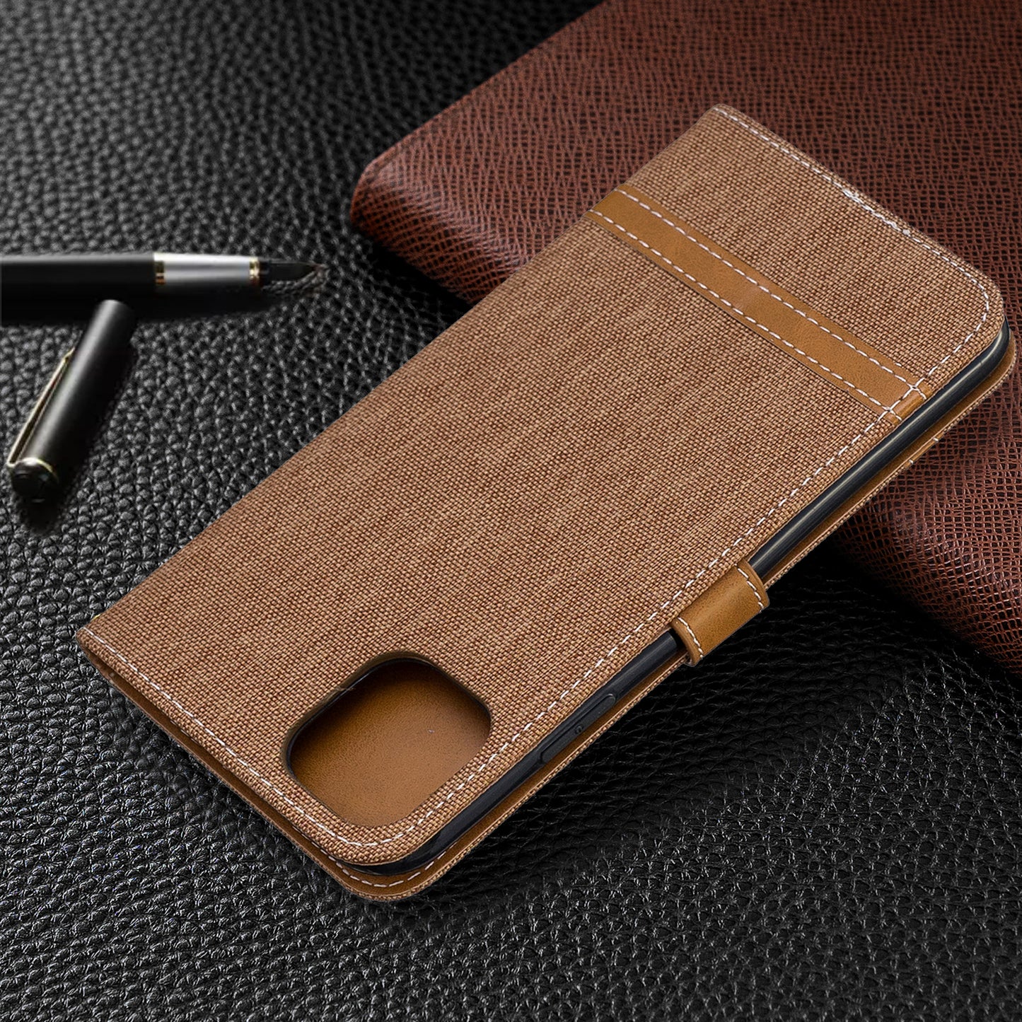 Jeans Cloth Wallet Stand Leather Cell Phone Shell for iPhone 11 Pro Max 6.5 inch (2019)