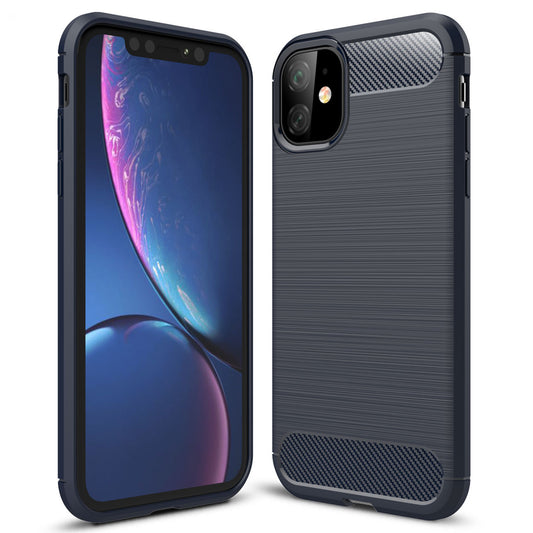 For iPhone 11 6.1 inch Carbon Fiber Texture Brushed Soft TPU Slim Fashion Non-Slip Protective Phone Case
