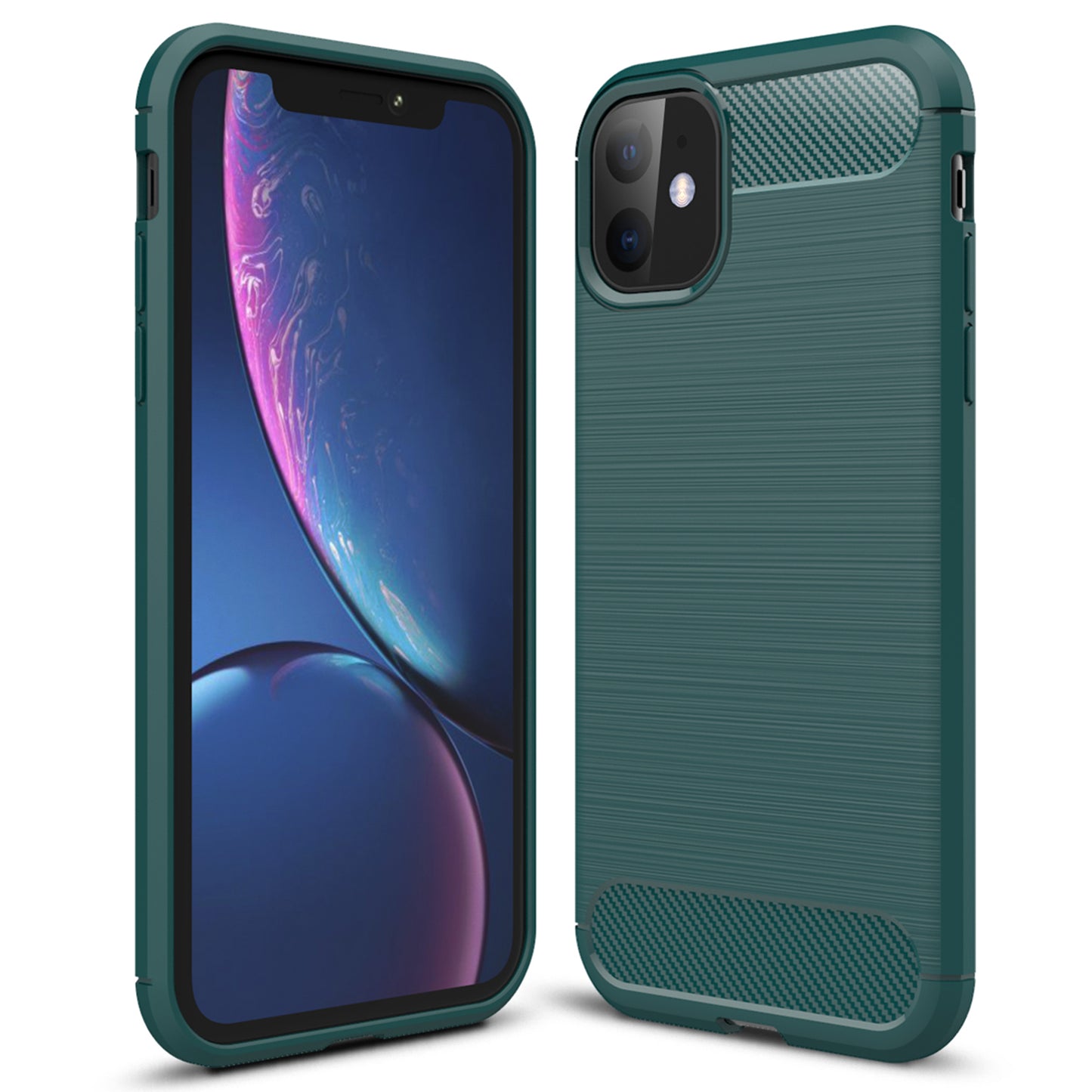 For iPhone 11 6.1 inch Carbon Fiber Texture Brushed Soft TPU Slim Fashion Non-Slip Protective Phone Case
