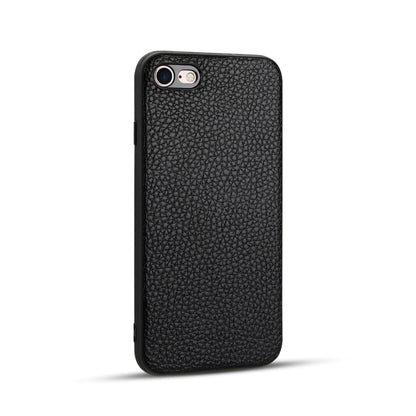 Litchi Texture Genuine Leather Skin Coated TPU Phone Case for iPhone 8/7/SE (2022)/SE (2020)