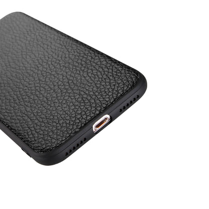 Litchi Texture Genuine Leather Skin Coated TPU Phone Case for iPhone 8/7/SE (2022)/SE (2020)