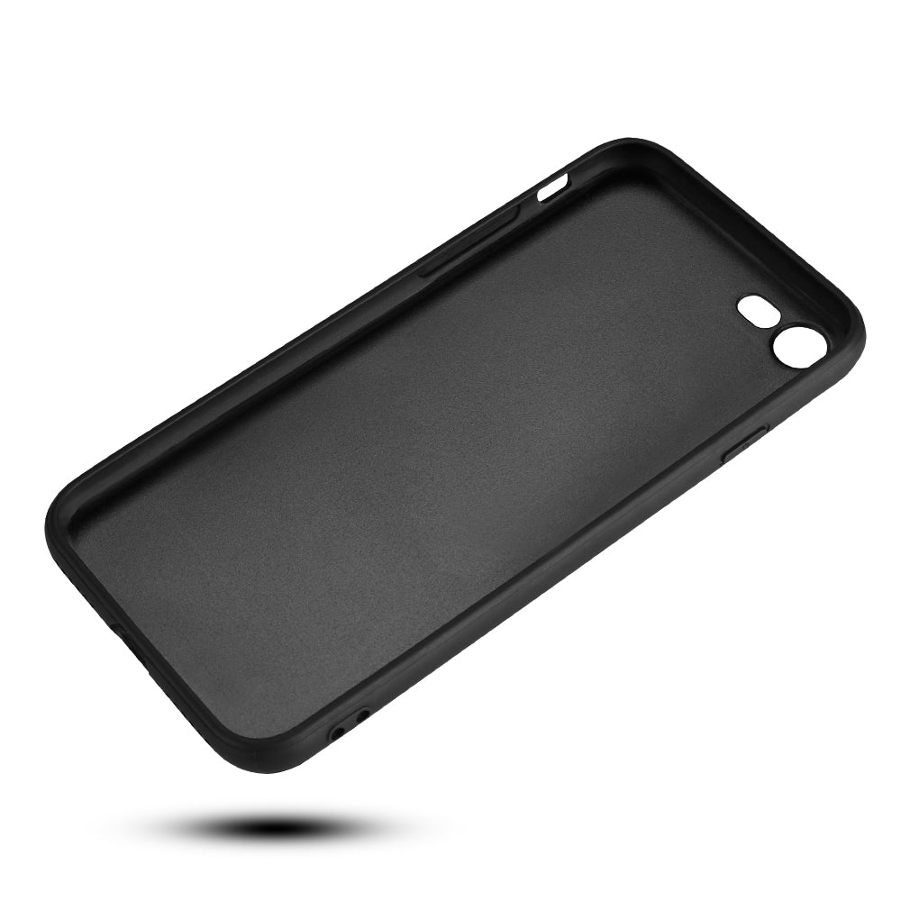 Litchi Texture Genuine Leather Skin Coated TPU Phone Case for iPhone 8/7/SE (2022)/SE (2020)