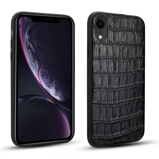 Crocodile Texture Genuine Leather Coated TPU Phone Case for iPhone XR