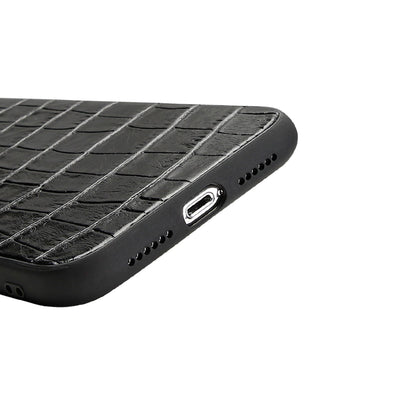 Crocodile Texture Genuine Leather Coated TPU Phone Case for iPhone XR