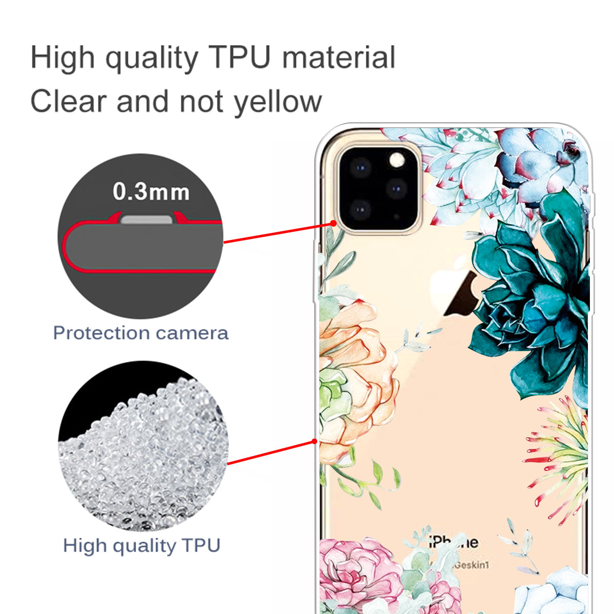 Pattern Printing Extremely Transparent TPU Phone Case Cover for iPhone 11 Pro Max 6.5 inch (2019)