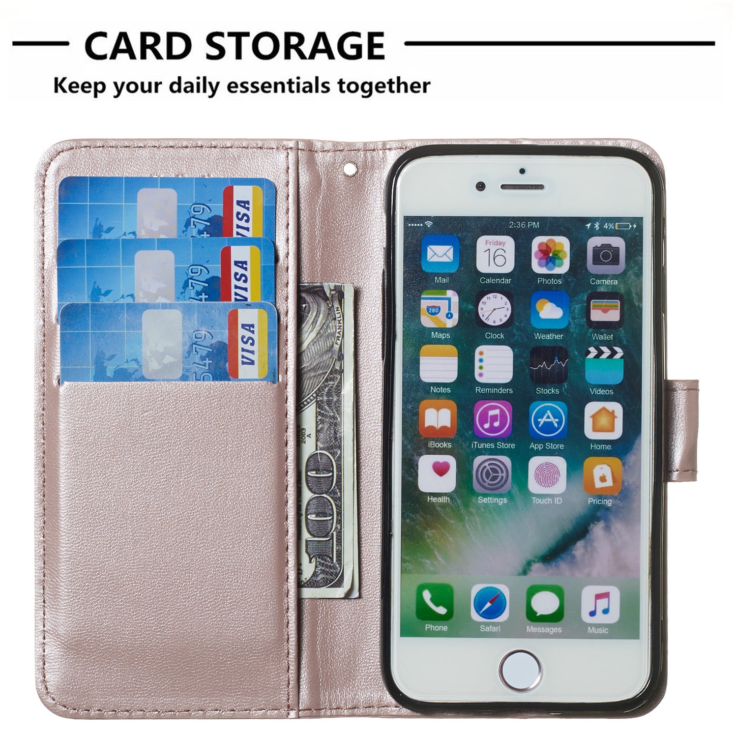 Wallet Leather Stand Mobile Phone Case for iPhone 8/7/SE (2020)/SE (2022) 4.7 inch