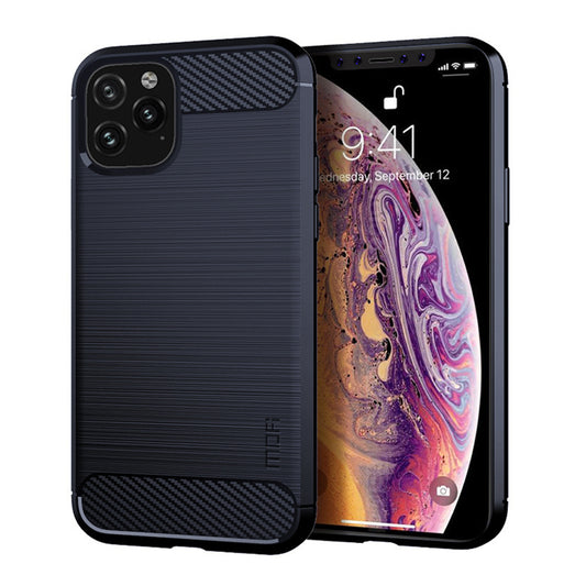 MOFI Carbon Fiber Texture Brushed TPU Soft Phone Back Case for iPhone 11 Pro Max 6.5 inch (2019)