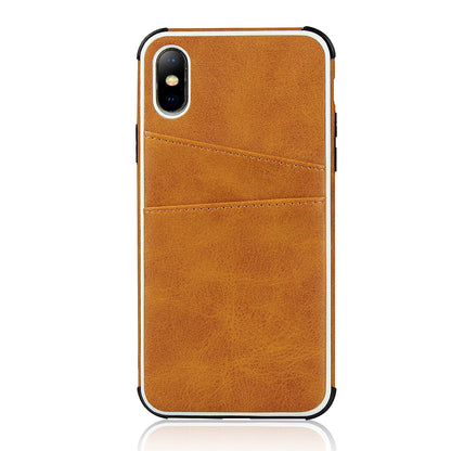 For iPhone X / XS Leather+PC Casing Shell with Two Card Slots