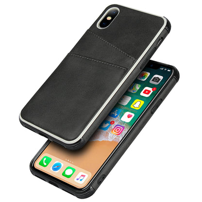 For iPhone X / XS Leather+PC Casing Shell with Two Card Slots