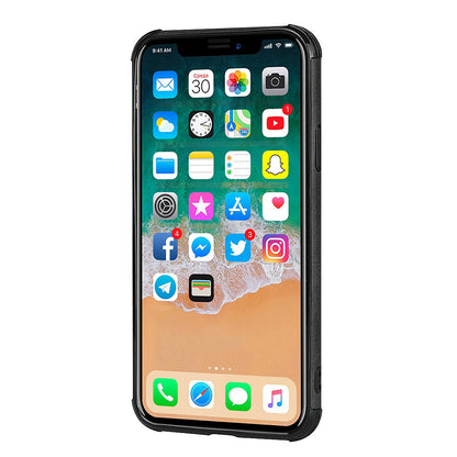 For iPhone X / XS Leather+PC Casing Shell with Two Card Slots