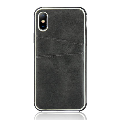 For iPhone X / XS Leather+PC Casing Shell with Two Card Slots