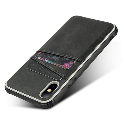 For iPhone X / XS Leather+PC Casing Shell with Two Card Slots