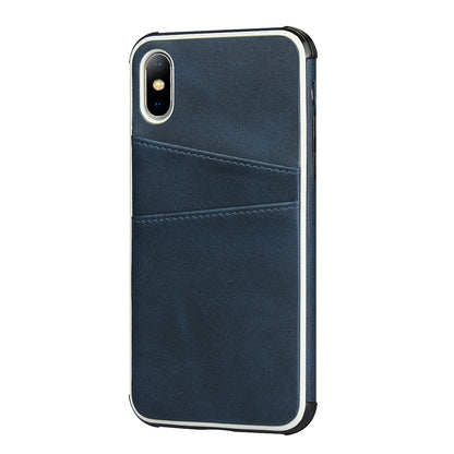 For iPhone X / XS Leather+PC Casing Shell with Two Card Slots