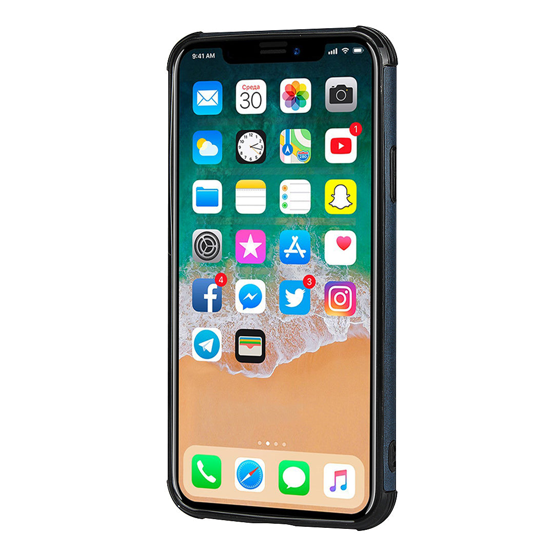For iPhone X / XS Leather+PC Casing Shell with Two Card Slots