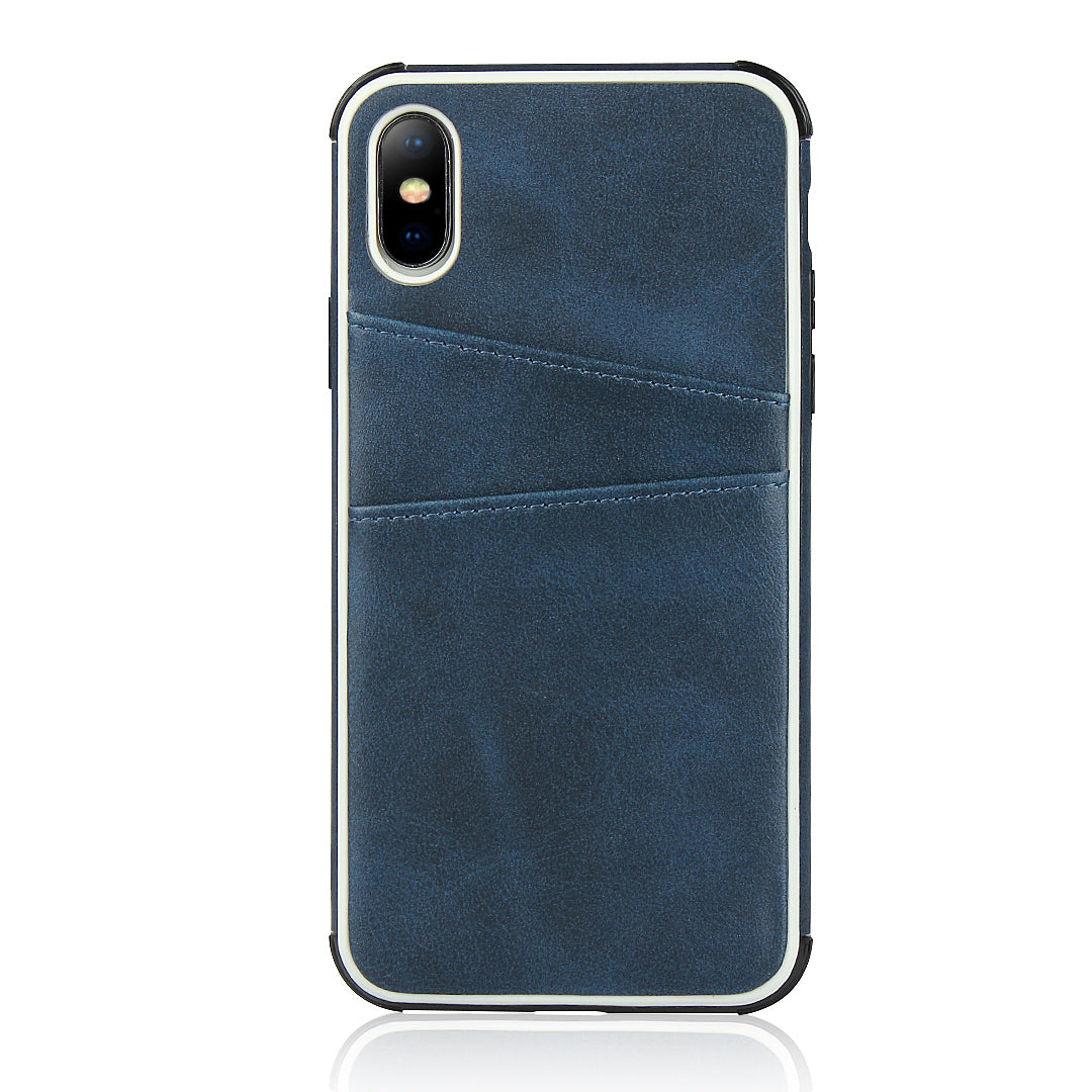 For iPhone X / XS Leather+PC Casing Shell with Two Card Slots
