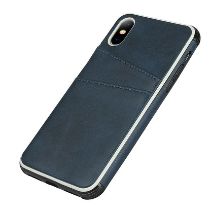 For iPhone X / XS Leather+PC Casing Shell with Two Card Slots