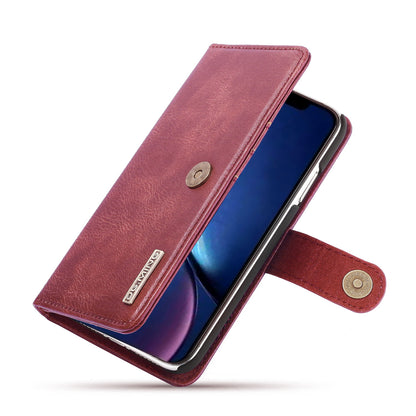 DG.MING Stylish Anti-fingerprint Easy Detechable Split Leather Wallet Flip Folio Case Stand Shockproof PC Inner Cover for iPhone 11 6.1 inch (2019)
